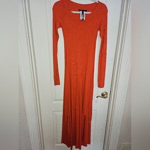 BCBG Orange Long Sleeve Ribbed Maxi Dress NWT Size S